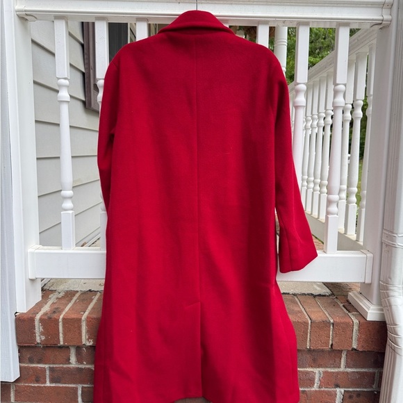 Liz Claiborne Red Trench Pea Coat Jacket Size Small Notch Collar Longline - Picture 6 of 6